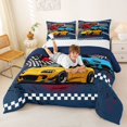 thumbnail image 3 of Manfei Sports Cars Full Size Comforter Sets,Checkered Racing Flags Bedding Comforter Set,Blue,Navy Blue Reversible,3pcs,1 Comforter and 2 Pillowcases, 3 of 7