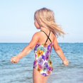 thumbnail image 5 of Girls' One-piece Swimsuit Cross Back Bathing Suit Beach Surfing Sizes 3T-10T Pansy Pattern, 5 of 9