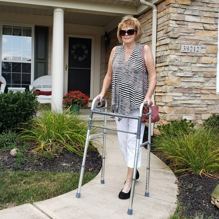 Carex Aluminium Folding Walker for Adults with Height Adjustable Legs, 300 lb Weight Capacity