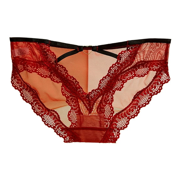 vigerkar Seamless Lace Panties For Women Mesh Sexy Panties No Show High Waisted Cute Thongs Cut Out Bikini Panties Wine, One Size