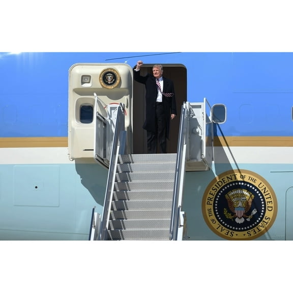 President Donald Trump Gives A Clenched Fist Salute From Air Force One History (36 x 24)
