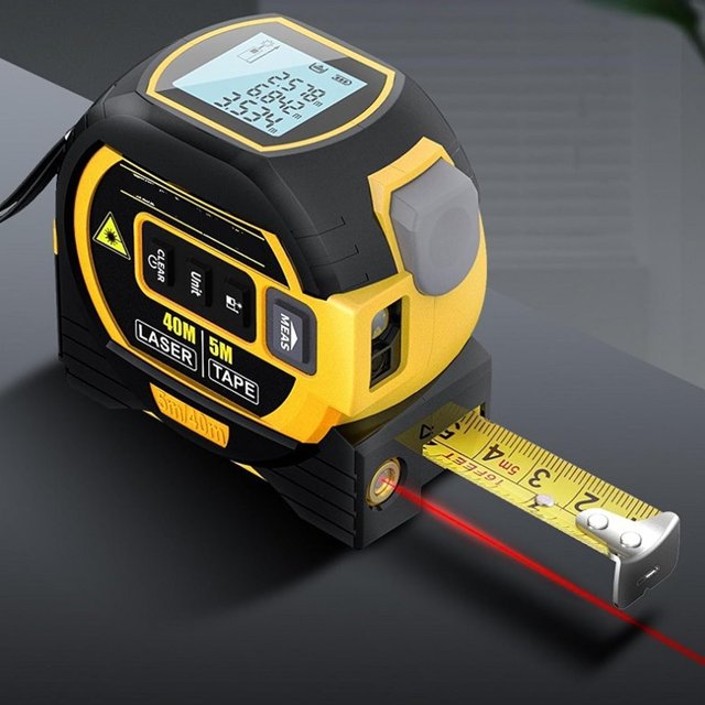 SURJDE Measurin Sight 3-in-1 Infrared Laser Tape Measuring, Laser Tape Measure, 3 in 1 Digital Distance Meters with LED Display, Single/Continuous, Level, Area Pythagorean Measurement (40M)