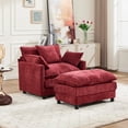 thumbnail image 5 of Accent Chair with Ottoman, Modern Lounge Club Chair, Chenille Upholstered Armchair with Footrest, Comfy Reading Chair for Living Room Bedroom Small Space, Wine Red, 5 of 13