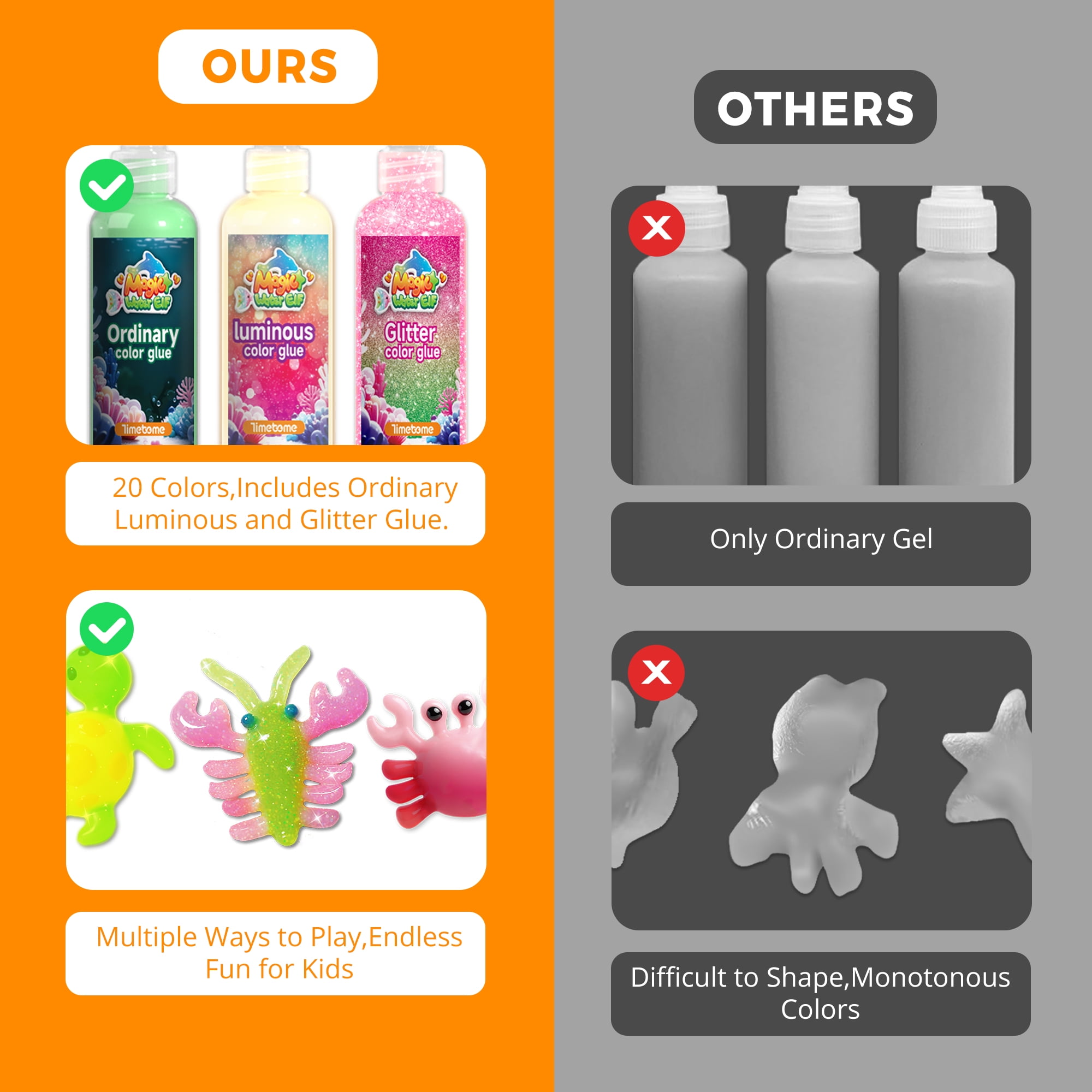 Magic Water Elf Toy Kit, Squishy Maker Kit with 20 Gels & 10 Molds, Make Your Own Squishies, Elf Magic Squishy Maker, DIY STEM Craft Kits, for Boys and Girls Ages 3+