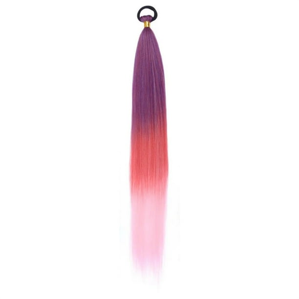Extensión de cola de caballo con lazo de color para mujeres y niñas, accesorios para cabello oscuro para festivales, fiestas de Halloween, horquilla de 26 pulgadas.