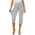 thumbnail image 6 of Petite Capris for Women Petite Length Pull on High Waist Tummy Control Athletic Exercise Yoga Leggings Summer Workout Stretchy Below Knee Long Shorts Jegging with Pockets Light Gray L, 6 of 8