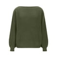 thumbnail image 4 of Htigea Off the Shoulder Sweater for Women Fall Long Sleeve Jumper Solid Knit Pullover Tops Green L, 4 of 8