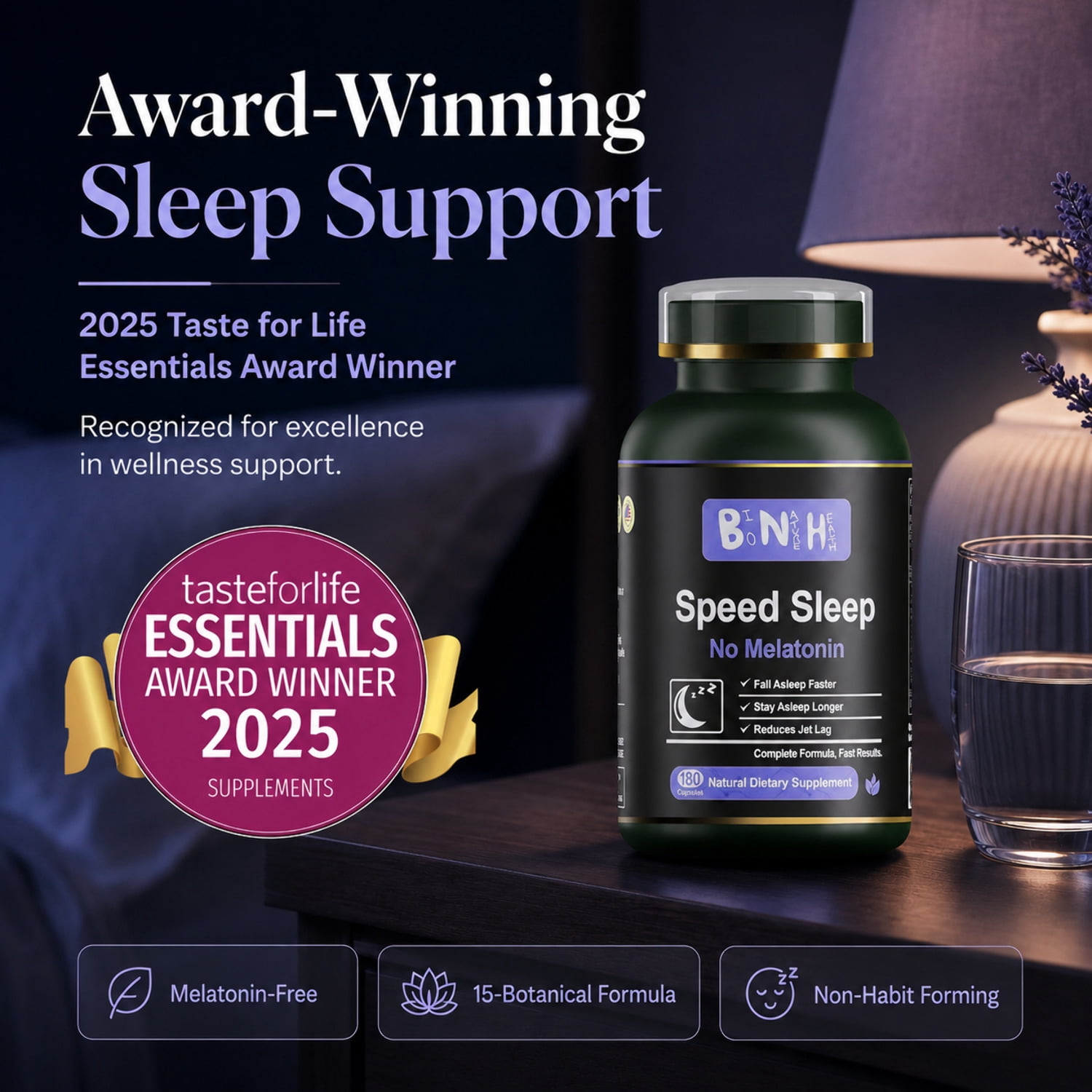Speed Sleep Sleep Support Supplement, Promotes Relaxation & Healthy Sleep Cycle, Herbal Formula, 180 Capsules