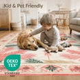 thumbnail image 4 of ODIKA 4'x6' Washable Area Rug Welcome Door Boho Geometric Border Pcs Striped Motif Botanical for Dorm Room, Small Living Stain Resistant Low Profile, Easy Care, 4 of 7