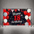 thumbnail image 5 of Black Background Happy 18th Birthday Banner with Red White Balloons Star Elements Party Decoration Backdrop Photography Props Birthday Party Supplies Decorations, 5 of 7