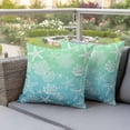 thumbnail image 3 of Marine Life Outdoor Pillow Covers Pack of 2 Starfish Shell Coral Gradient Blue Green Ocean Waterproof Throw Pillow Covers Decorative Cushion Cases for Patio Garden Tent Balcony Couch 26x26 inch, 3 of 9