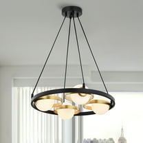 Pomponia 18 in. 4-Light Indoor Matte Black and Satin Gold Finish Chandelier with Light Kit