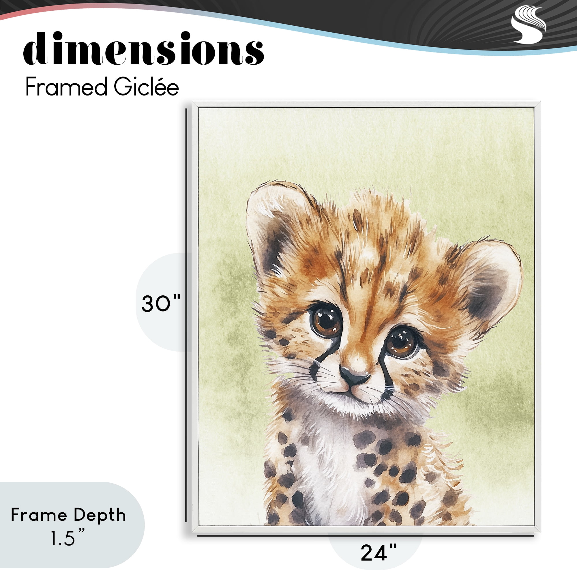 Stupell Industries Jungle Friends Baby Cheetah White Framed Giclee Art, design by Christine Simpson Art