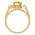 thumbnail image 4 of 2.68 ct Brilliant Round Cut Yellow Zircon 14K Yellow Gold Halo Solitaire with Accents Engagement Bridal Wedding Ring Band Set size 5.5, 4 of 7