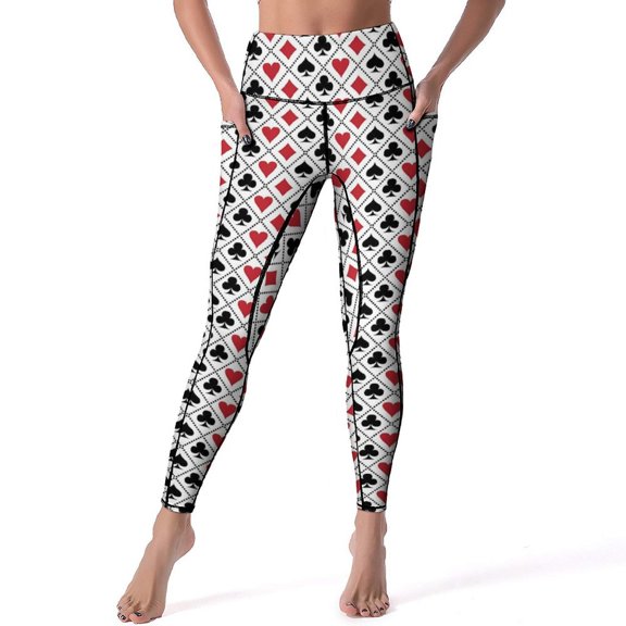 Playing Cards Suit Yoga Pants Women Club And Heart Leggings Push Up Novelty Yoga Legging Quick-Dry Workout Gym Sports Tights