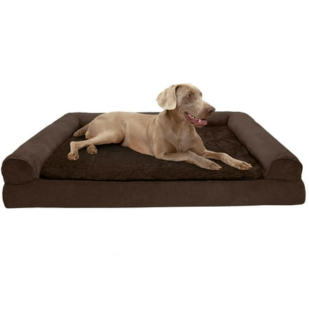 UPC: 0842229116274 | FurHaven Pet Products Plush & Suede Cooling Gel Memory Foam Sofa-Style Pet Bed for Dogs & Cats – Espresso Jumbo Plus