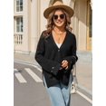 thumbnail image 6 of Women Chunky Knit Sweater Long Sleeve V Neck Button Up Cardigan with Pocket Coat for Fall and Winter Black XL, 6 of 8