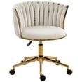 thumbnail image 1 of HOMCOM Office Chair, Swivel Vanity Chair with Woven Back, Cream White, 1 of 10