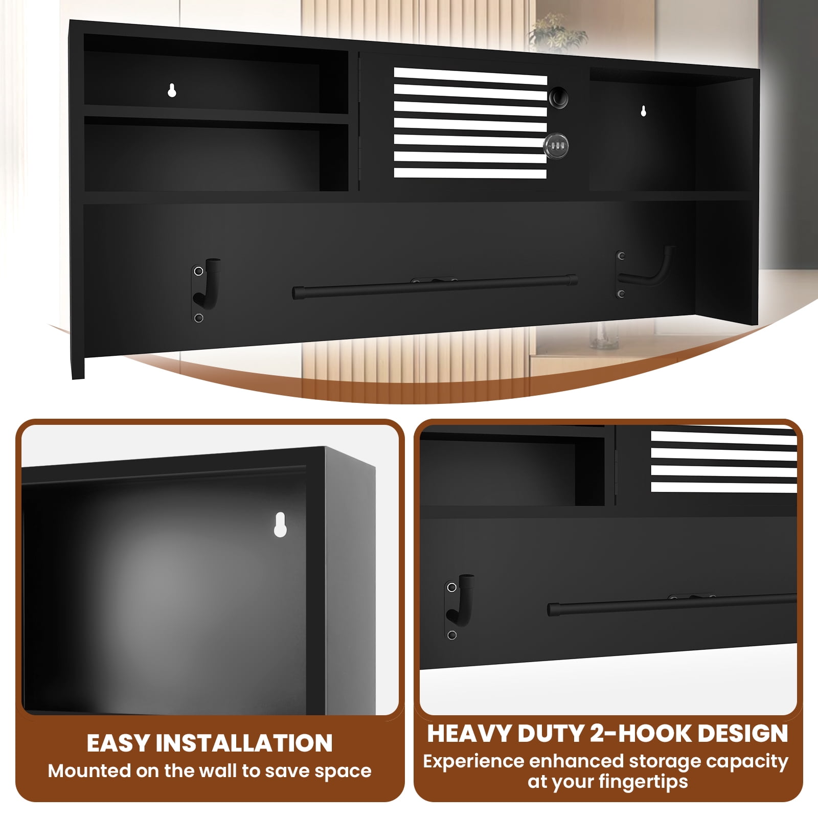 Heavy Duty Tactical Police Hanger, Police Gear Rack, Body Armor Stand with Password Lock Safe& Decorative Flags for Tactical Gear Wall Mount Needs