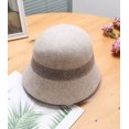 thumbnail image 5 of Sombrero Cloche para Mujer Sombrero Bombín 100% Lana Elegante Sombrero De Cubo Sombrero Derby Sombrero De Invierno Vintage-Color Caqui, 5 of 5