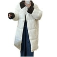 thumbnail image 4 of Htigea Clearance Womens Thickened Warm Long Cotton Winter Large Pocket Casual Loose Lapel Parka Solid Color Casual Jacket Long Coats Today Sales White,XL, 4 of 4