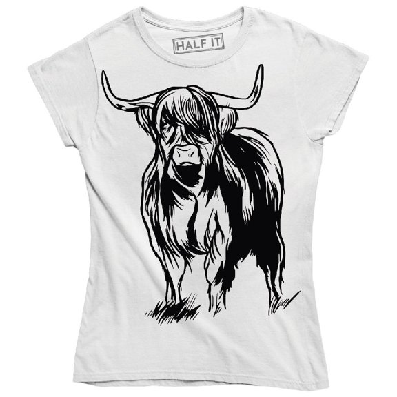 Highland Scottish Cow Sketch Animal Farm Lover Women's T-Shirt