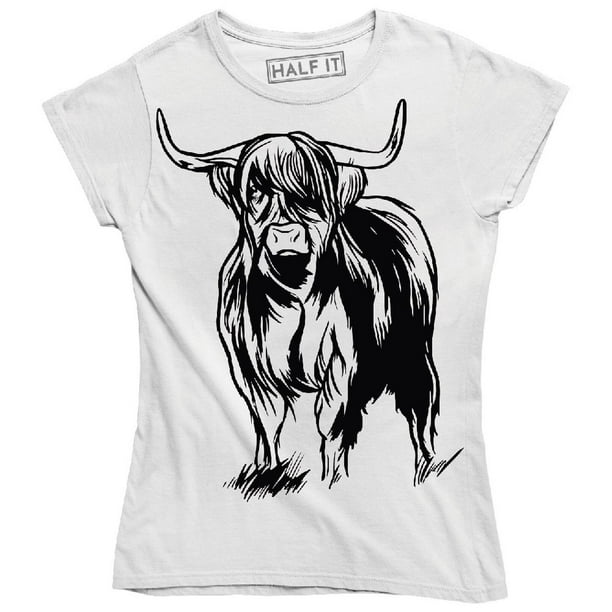 Highland Scottish Cow Sketch Animal Farm Lover Women's T-Shirt Highland Scottish Cow Sketch Animal Farm Lover Women's T-Shirt