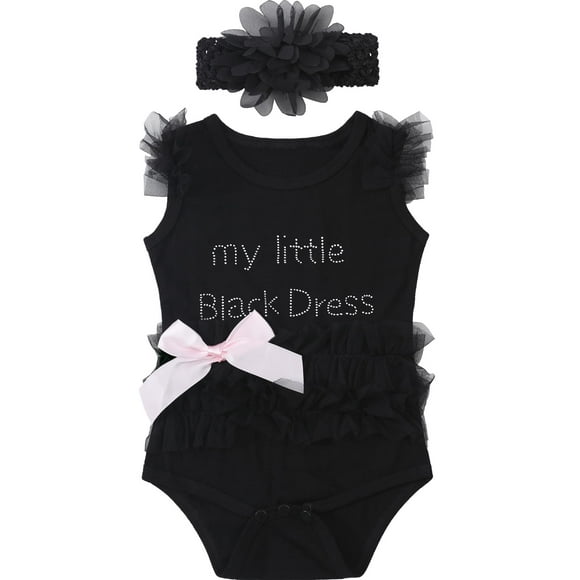 COSLAND Infant Baby Girls' Lace Tutu Little Dress Bodysuit, Black, 3-6 Months