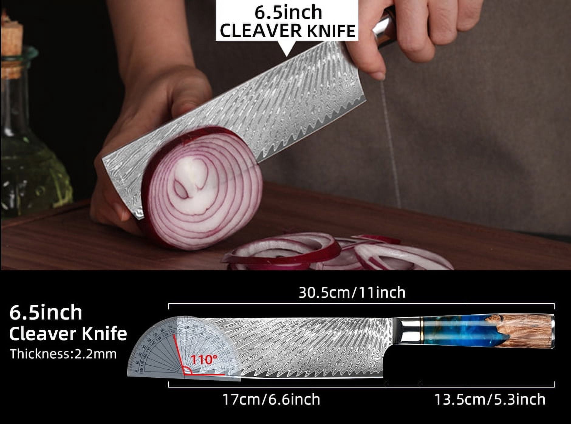 Kitchen Knives German Stainless Steel Damascus Chef Knife Sharp Cleaver Steak Santoku Utility Knifes with Unique Resin Ergonomic Handle with Giftbox