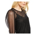 thumbnail image 3 of INC Womens Black Mesh Speckle Long Sleeve Jewel Neck Evening Top XS, 3 of 4
