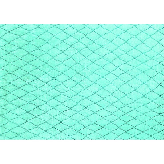 Ahgly Company Machine Washable Indoor Rectangle Oriental Turquoise Blue Industrial Area Rugs, 2' x 4'