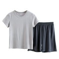 thumbnail image 2 of 2-8Y Toddler Girls Boys 2PCS Pajama Sets Kids Summer Pjs Short Sleeve Tee Shirt Top + Shorts Sleepwear Loungewear, 2 of 5