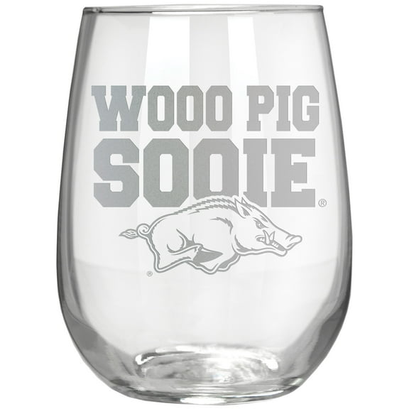 Arkansas Razorbacks Etched 17oz. Rally Cry Stemless Wine Glass