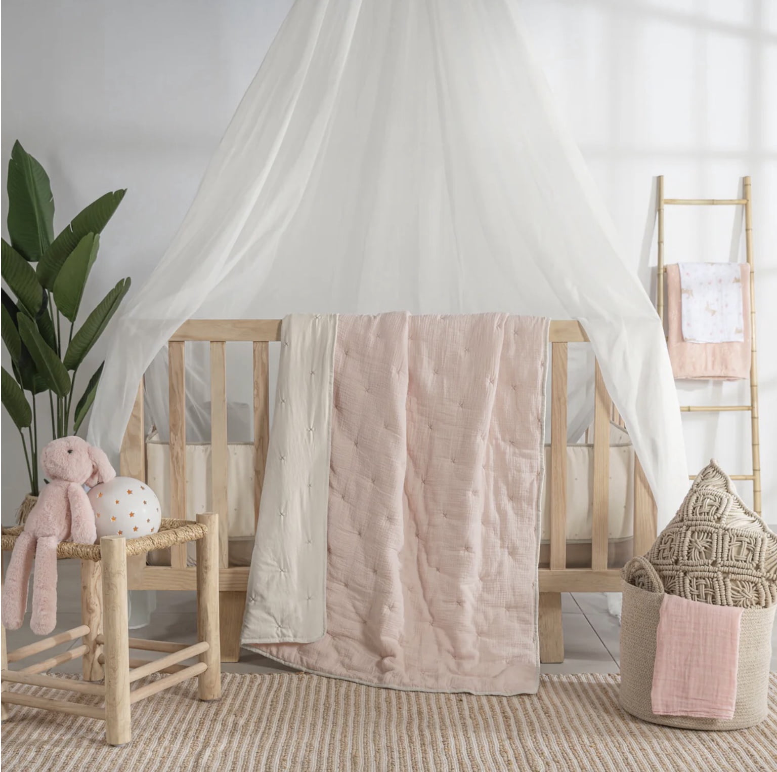 MUSELINA SWEET PINK COLOR BABY GIRLS REVERSIBLE CRIB BEDDING NURSERY 1 PCS 100% COTTON MADE IN MEXICO
