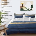thumbnail image 4 of Blue Gold Wave Bedding 3 Piece Duvet Cover Set Twin Size, Summer Coastal Ocean Stripe Soft Microfiber Comforter Cover with Zipper Closure & Pillowcases, Wrinkle & FadeResistant Quilt Cover, 4 of 9