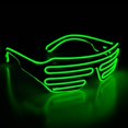 thumbnail image 3 of Light Up Flashing Shutter Neon Rave Glasses El Wire LED Sunglasses Voice Activated Glow DJ Costumes for 80s, EDM, Party, 3 of 5