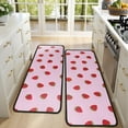 thumbnail image 4 of Kitchen Rugs Sets Of 2,Red Strawberry Plants Fruit Pink Pattern Anti Fatigue Kitchen Mat Rugs Non Slip Washable,Decorative Kitchen Floor Mats for Kitchen,Sink,Laundry,17"x47"+17"x47", 4 of 5