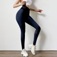 thumbnail image 4 of Bigersell Stretch Warm Jeggings for Women Yoga Full Length Pants Hips And Abdomen High Waist Stretch Tights Running Peach Hip Pants Blue Yoga Pants for Ladies, 4 of 9