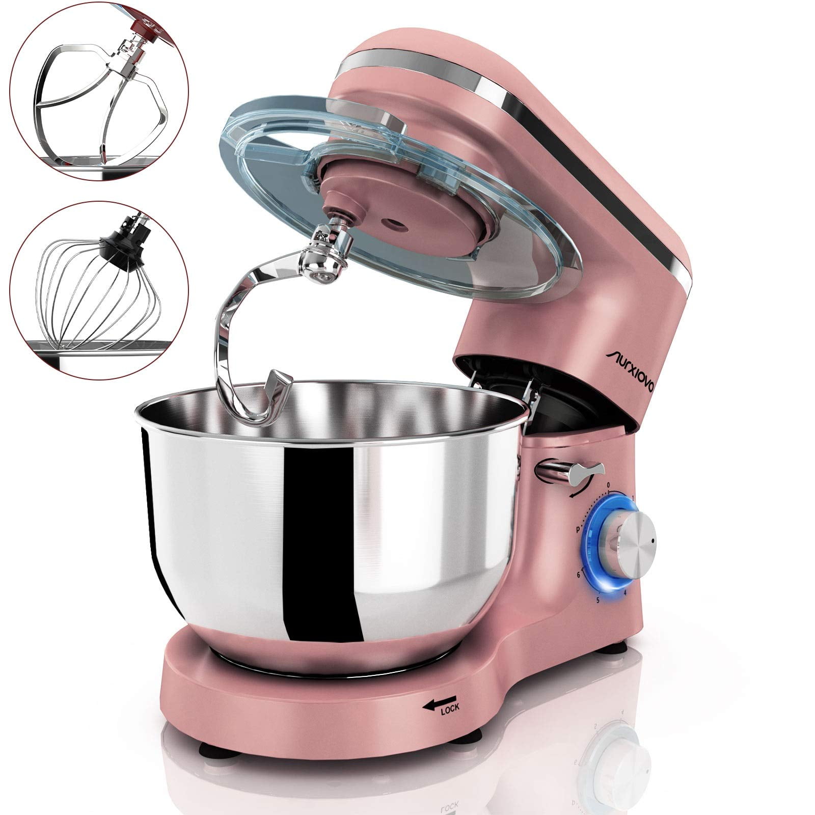 6.5-QT Stand Mixer,660W 6-Speed Electric Tilt-Head Kitchen Mixer Cake Mixer with Stainless Steel Bowl,Dough Hook Black Whisk & Beater,Dough Mixer for Baking 