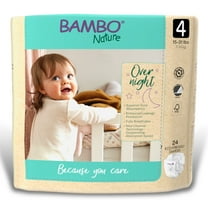 Bambo Nature Overnight Diapers, Eco-Friendly Disposable Baby Diapers - Size 4, 15-31 lbs, 24 Count, 4 Packs, 96 Total