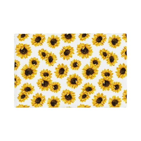 

Placemats Set of 4 cute yellow Sunflowers white Place mats for Dining Table Indoor/Outdoor Cute Heat Resistant Washable Table Mats(18 x 12 )
