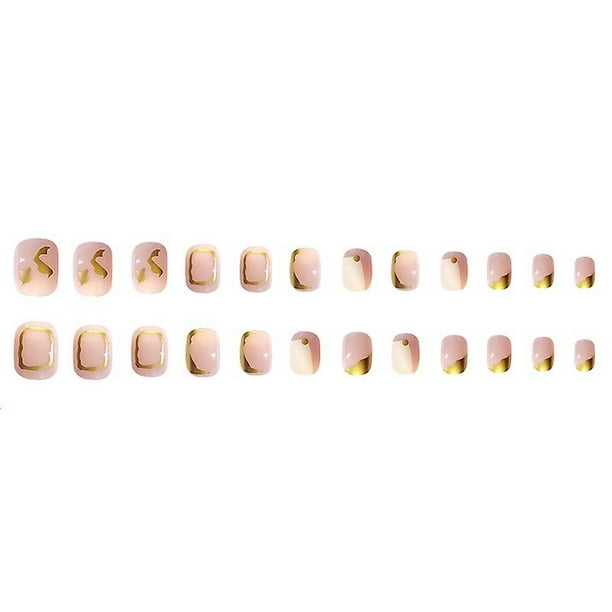 Parche de uñas HUOGUO Gold Flakes, 24 unidades, Sweet Style para mujer