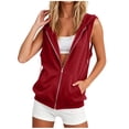 thumbnail image 3 of Busydd Womens Vest Outerwear Sleeveless Zip Up Hoodie Solid Color Jacket with Pockets S, 3 of 10