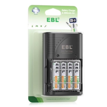 EBL Rechargeable AAA Batteries (4 Pack), 1100mAh Triple a Batteries with Battery Charger