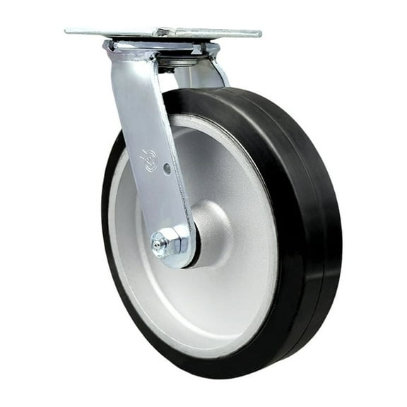 8 Inch Rubber on Aluminum Wheel Swivel Caster with Ball Bearing Service Caster
