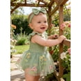 thumbnail image 4 of Happy Town Infant Baby Girl Summer Clothes Sleeveless Romper Dress 3-24M Toddler Girl Bodysuit with Headband, 4 of 9