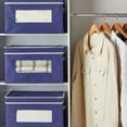 thumbnail image 2 of 3 Pack Stackable Storage Bins With Lids, Handles, Foldable for Closet Organization (12 Inch, Navy Blue), 2 of 10