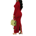 thumbnail image 4 of Dresses For Women Bodycon Maxi Dress Casual Long Sleeve V Neck Long Dresses Sundress Red S, 4 of 6