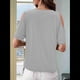 thumbnail image 4 of Blusas con Hombros Descubiertos para Mujer, Grandes, Cuello en V, Corta, Ropa de Verano, Túnicas Abotonadas, Gris, Talla S, 4 of 7