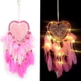 thumbnail image 4 of Dserhfy Dreamcatcher Feather Decor Pendant Luminescent Ornament Heart Shape Design Hanging Dream Catcher for Bedroom, 4 of 8